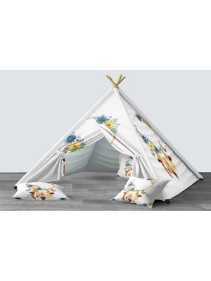 instababyrooms Dijital Baskılı Kızıldereli Mindersiz Çocuk Odası Oyun Çadırı Model 041