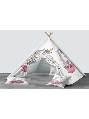 instababyrooms Dijital Baskılı Kızıldereli Mindersiz Çocuk Odası Oyun Çadırı Model 069