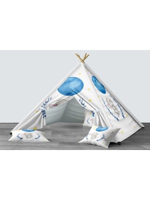 instababyrooms Dijital Baskılı Kızıldereli Mindersiz Çocuk Odası Oyun Çadırı Model 066