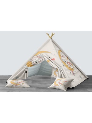 instababyrooms Dijital Baskılı Kızıldereli Mindersiz Çocuk Odası Oyun Çadırı Model 110