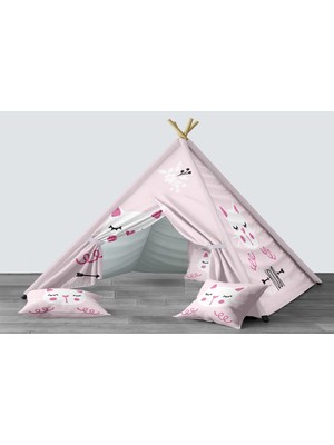 instababyrooms Dijital Baskılı Kızıldereli Mindersiz Çocuk Odası Oyun Çadırı Model 130