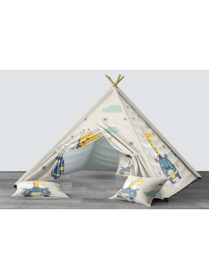 instababyrooms Dijital Baskılı Kızıldereli Mindersiz Çocuk Odası Oyun Çadırı Model 134