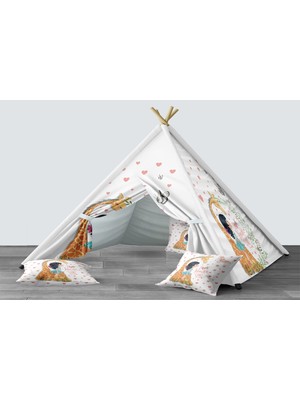 instababyrooms Dijital Baskılı Kızıldereli Mindersiz Çocuk Odası Oyun Çadırı Model 163