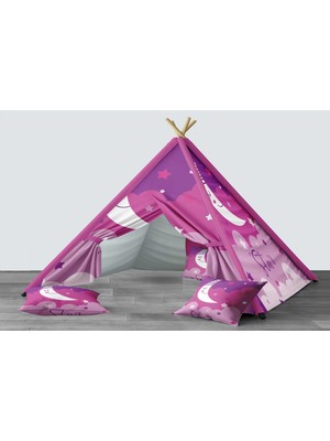 instababyrooms Dijital Baskılı Kızıldereli Mindersiz Çocuk Odası Oyun Çadırı Model 191