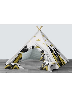 instababyrooms Dijital Baskılı Kızıldereli Mindersiz Çocuk Odası Oyun Çadırı Model 198