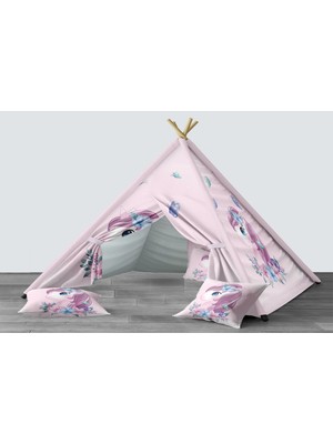 instababyrooms Dijital Baskılı Kızıldereli Mindersiz Çocuk Odası Oyun Çadırı Model 188