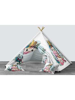 instababyrooms Dijital Baskılı Kızıldereli Mindersiz Çocuk Odası Oyun Çadırı Model 243