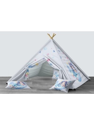 instababyrooms Dijital Baskılı Kızıldereli Mindersiz Çocuk Odası Oyun Çadırı Model 212