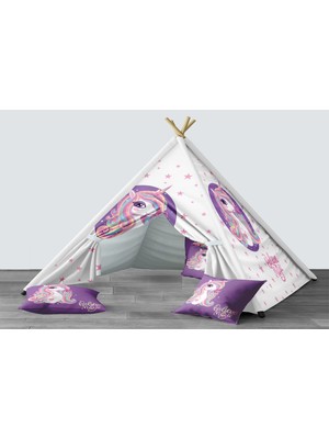 instababyrooms Dijital Baskılı Kızıldereli Mindersiz Çocuk Odası Oyun Çadırı Model 259