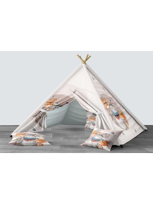 instababyrooms Dijital Baskılı Kızıldereli Mindersiz Çocuk Odası Oyun Çadırı Model 287