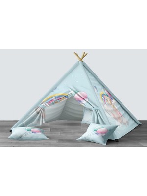 instababyrooms Dijital Baskılı Kızıldereli Mindersiz Çocuk Odası Oyun Çadırı Model 254