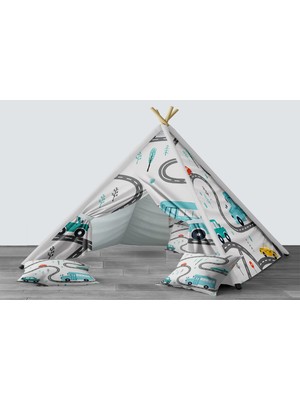 instababyrooms Dijital Baskılı Kızıldereli Mindersiz Çocuk Odası Oyun Çadırı Model 297