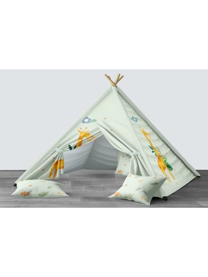 instababyrooms Dijital Baskılı Kızıldereli Mindersiz Çocuk Odası Oyun Çadırı Model 277