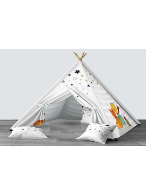 instababyrooms Dijital Baskılı Kızıldereli Mindersiz Çocuk Odası Oyun Çadırı Model 284