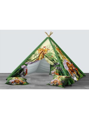 instababyrooms Dijital Baskılı Kızıldereli Mindersiz Çocuk Odası Oyun Çadırı Model 313