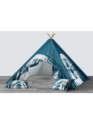 instababyrooms Dijital Baskılı Kızıldereli Mindersiz Çocuk Odası Oyun Çadırı Model 1346