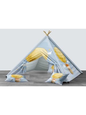 instababyrooms Dijital Baskılı Kızıldereli Mindersiz Çocuk Odası Oyun Çadırı Model 1353