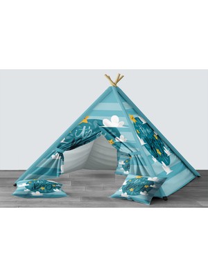 instababyrooms Dijital Baskılı Kızıldereli Mindersiz Çocuk Odası Oyun Çadırı Model 1358