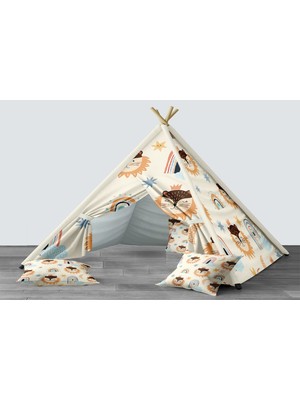 instababyrooms Dijital Baskılı Kızıldereli Mindersiz Çocuk Odası Oyun Çadırı Model 1331