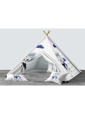 instababyrooms Dijital Baskılı Kızıldereli Mindersiz Çocuk Odası Oyun Çadırı Model 1378