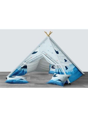 instababyrooms Dijital Baskılı Kızıldereli Mindersiz Çocuk Odası Oyun Çadırı Model 1343