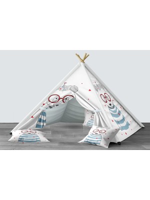instababyrooms Dijital Baskılı Kızıldereli Mindersiz Çocuk Odası Oyun Çadırı Model 1383