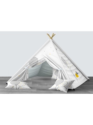 instababyrooms Dijital Baskılı Kızıldereli Mindersiz Çocuk Odası Oyun Çadırı Model 1394