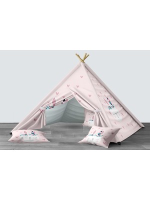 instababyrooms Dijital Baskılı Kızıldereli Mindersiz Çocuk Odası Oyun Çadırı Model 1405