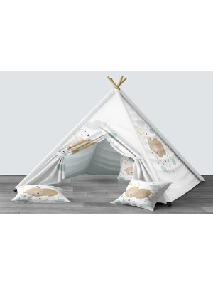 instababyrooms Dijital Baskılı Kızıldereli Mindersiz Çocuk Odası Oyun Çadırı Model 1385