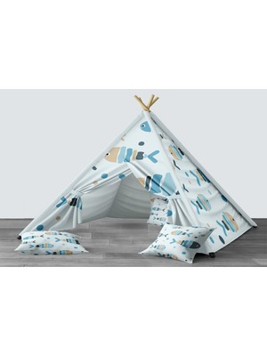 instababyrooms Dijital Baskılı Kızıldereli Mindersiz Çocuk Odası Oyun Çadırı Model 1412