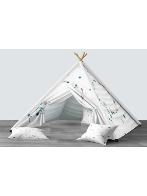 instababyrooms Dijital Baskılı Kızıldereli Mindersiz Çocuk Odası Oyun Çadırı Model 1416