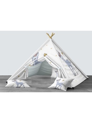 instababyrooms Dijital Baskılı Kızıldereli Mindersiz Çocuk Odası Oyun Çadırı Model 1425