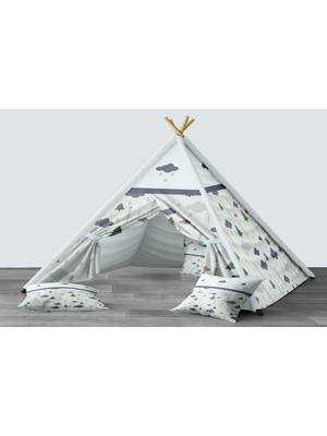 instababyrooms Dijital Baskılı Kızıldereli Mindersiz Çocuk Odası Oyun Çadırı Model 1432