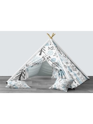 instababyrooms Dijital Baskılı Kızıldereli Mindersiz Çocuk Odası Oyun Çadırı Model 1441