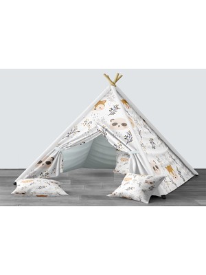 instababyrooms Dijital Baskılı Kızıldereli Mindersiz Çocuk Odası Oyun Çadırı Model 1423