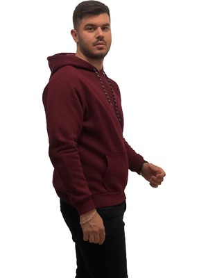 Amor Man Kapüşonlu Çok Kalın 4 İplik Pamuk Tam Kışlık Oversize Erkek Sweatshirt