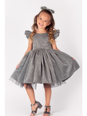 Parlak Kumaş Kız Çocuk Abiye Elbise