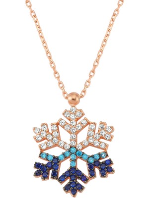 Altın Sepeti Rose Gümüş Renkli Taşlı Kartanesi Kolye