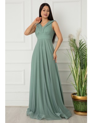 Kalopya Ruby 13280 Simli Tül Uzun Elbise