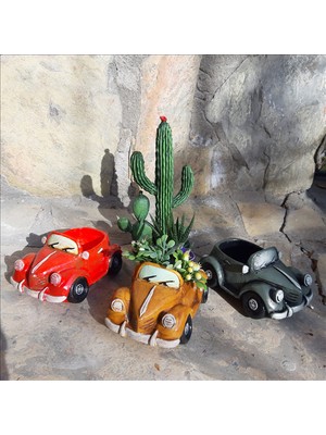 Bulut Vosvos Saksı Üçlü Set Kırmızı-Karamel-Gri