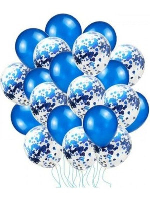 Bal10 Dünyası Mavi Konfetili Balon Seti 20'li