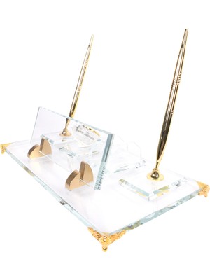 CLK İsme Özel Kabartma Şeffaf  Kristal Altın Masasütü İsimlik