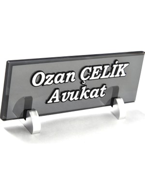 CLK İsme Özel Kabartma Camsız İsimlik Gümüş