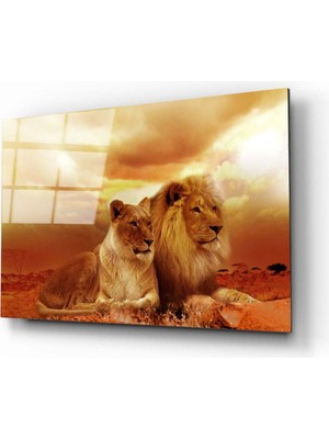 Aras Glass Art Aslan 4 Cam Tablo