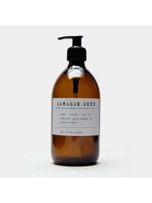 Trichi Design 500ML Amber Cam Sıvı Sabunluk ve Sprey Şişe Pp Beyaz Etiket ( 5 Adet )