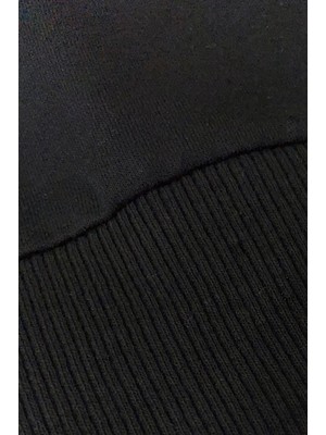 Kıyılı Unisex Siyah Kapüşonlu Sweatshirt