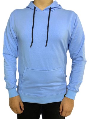 Kıyılı Unisex Açık Mavi Kapüşonlu Sweatshirt