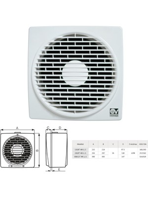 Vortice Vario 150/6" AR-LL-S Fan - CR5N Hız Anahtarı Dahil - Duvara ve Cama Kolay Montaj - Otomatik Panjur - 49,6 dB (A) Ses Basınç Seviyesi