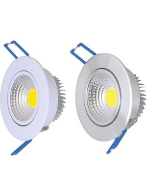 MB 10 Adet 5W Cob LED Gömme Tavan Spot Driverli Beyaz Çerçeve Günışığı Işık