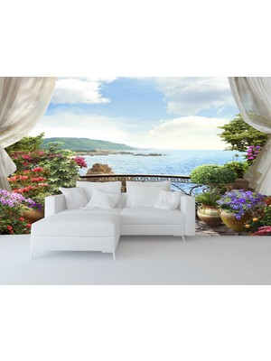 Umut Gergi Tavan  3d Deniz ve Doğa Manzaralı Duvar Kağıdı Tek Parça 350X260 cm TDK6576